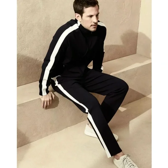 VINCE Men's Striped Zip Track Jacket